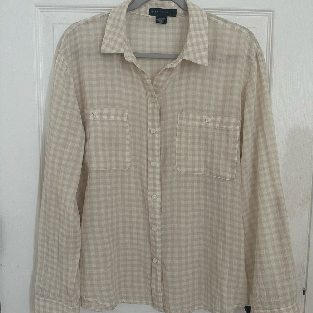 Sanctuary ~ Gingham Linen Shirt ~ Small